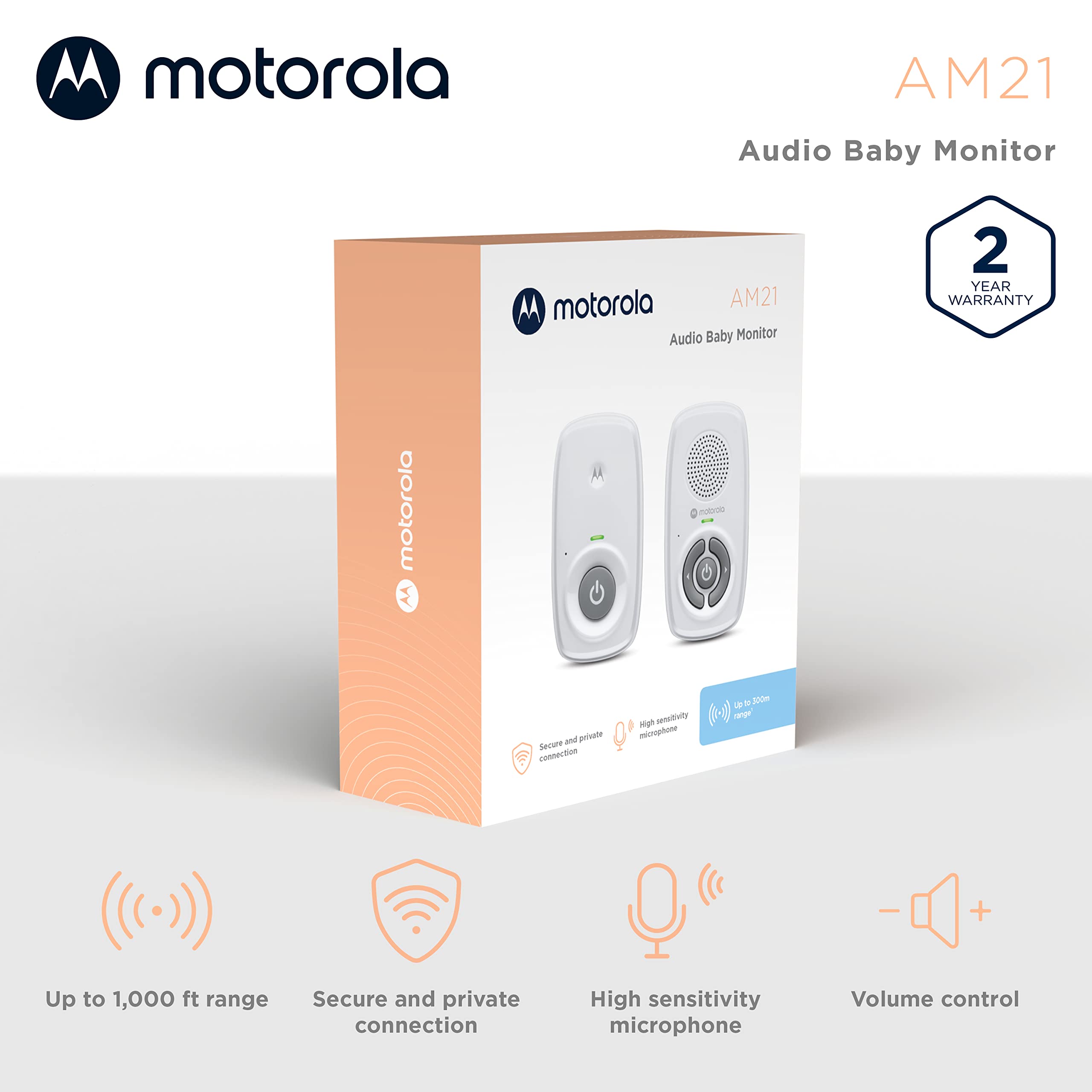 Motorola Nursery parent unit held in hand demonstrating portable battery-powered convenience