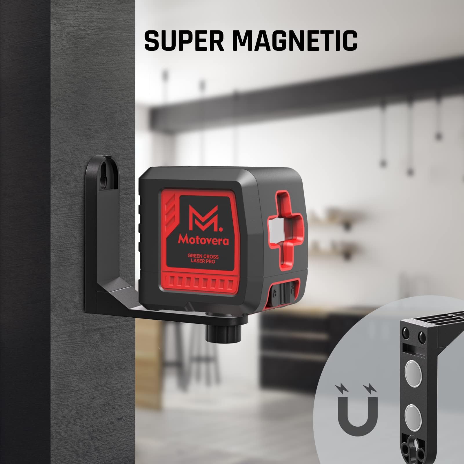 Motovera mounted on steel with magnetic bracket for fast attachment