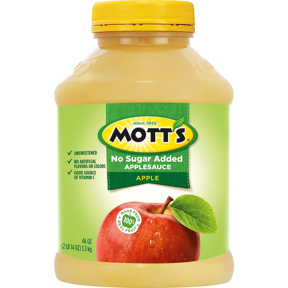 Mott's jar beside fresh apples illustrating real fruit flavor