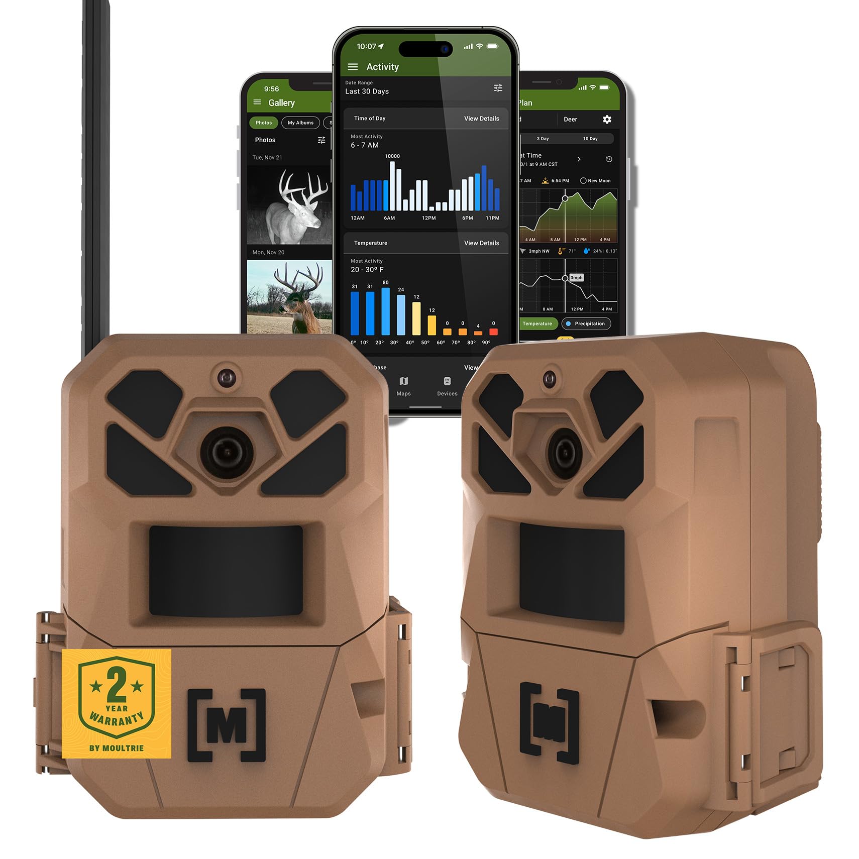 Moultrie EDGE 3 front view showing rugged housing and camera lens for durable field use