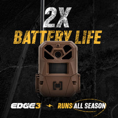 Close-up of Moultrie EDGE 3 lens and sensor highlighting 40MP detail capture