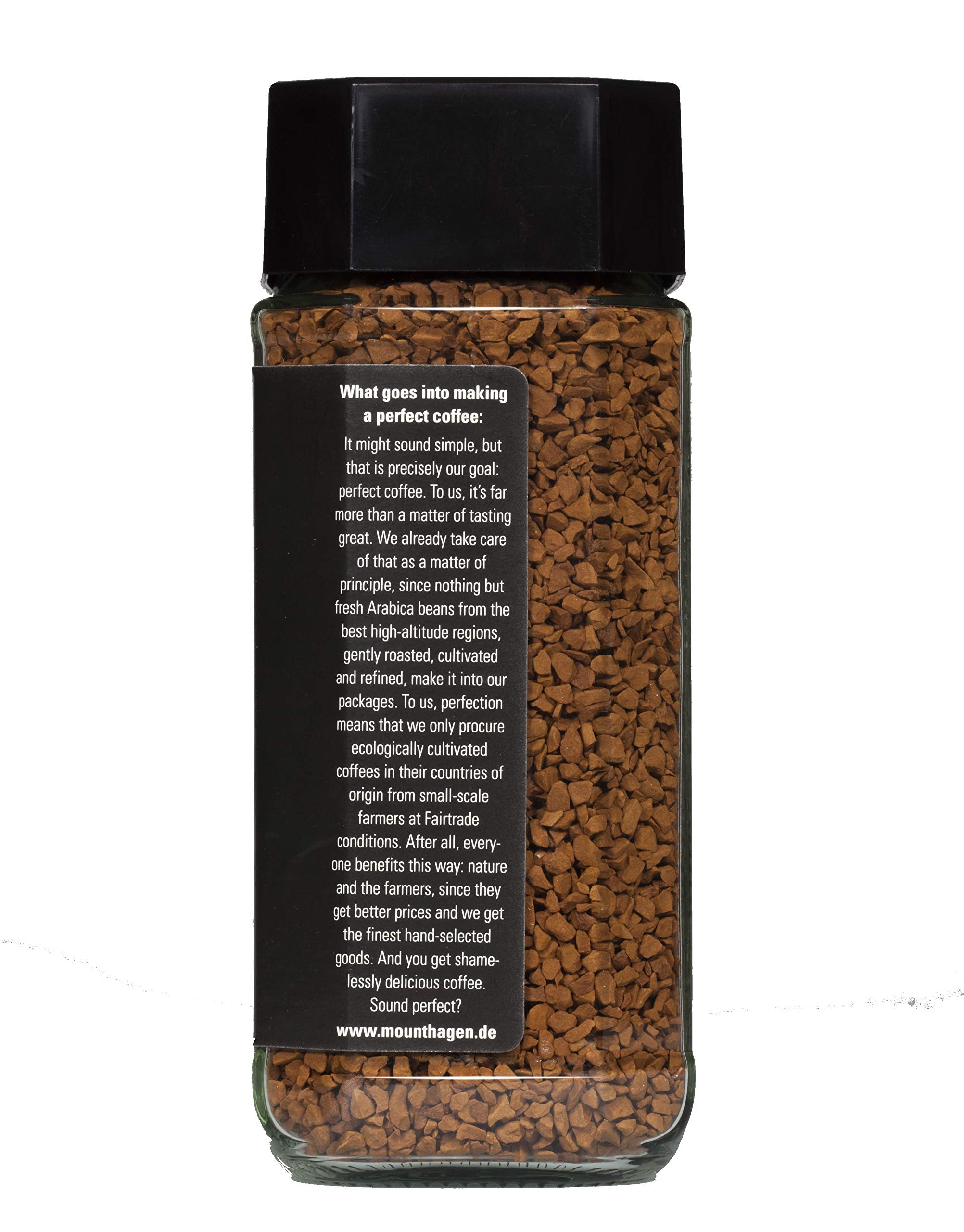 Mount Hagen label close-up showing Fairtrade and organic certifications