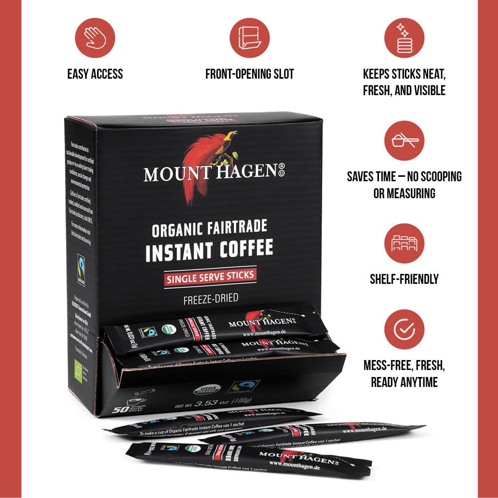 Mount Hagen single stick close-up with clear Organic and Fairtrade seals visible