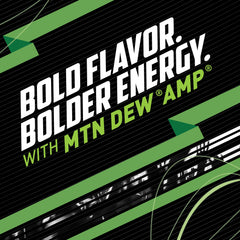 Mountain Dew AMP Original can beside a ruler showing 16 fl oz size for clear scale and portion clarity