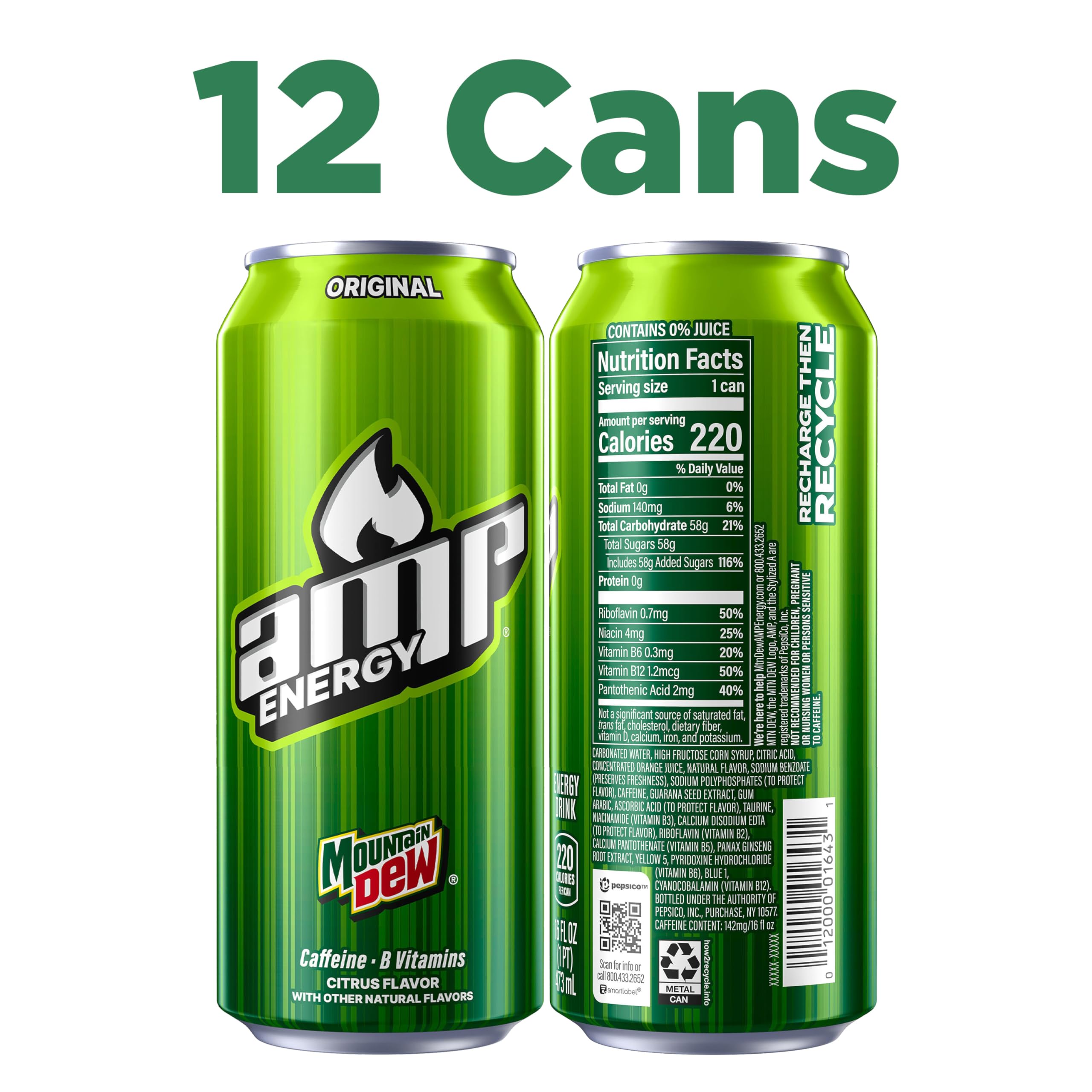 Mountain Dew AMP Original pouring into glass with fizz showing refreshing citrus taste and energy boost