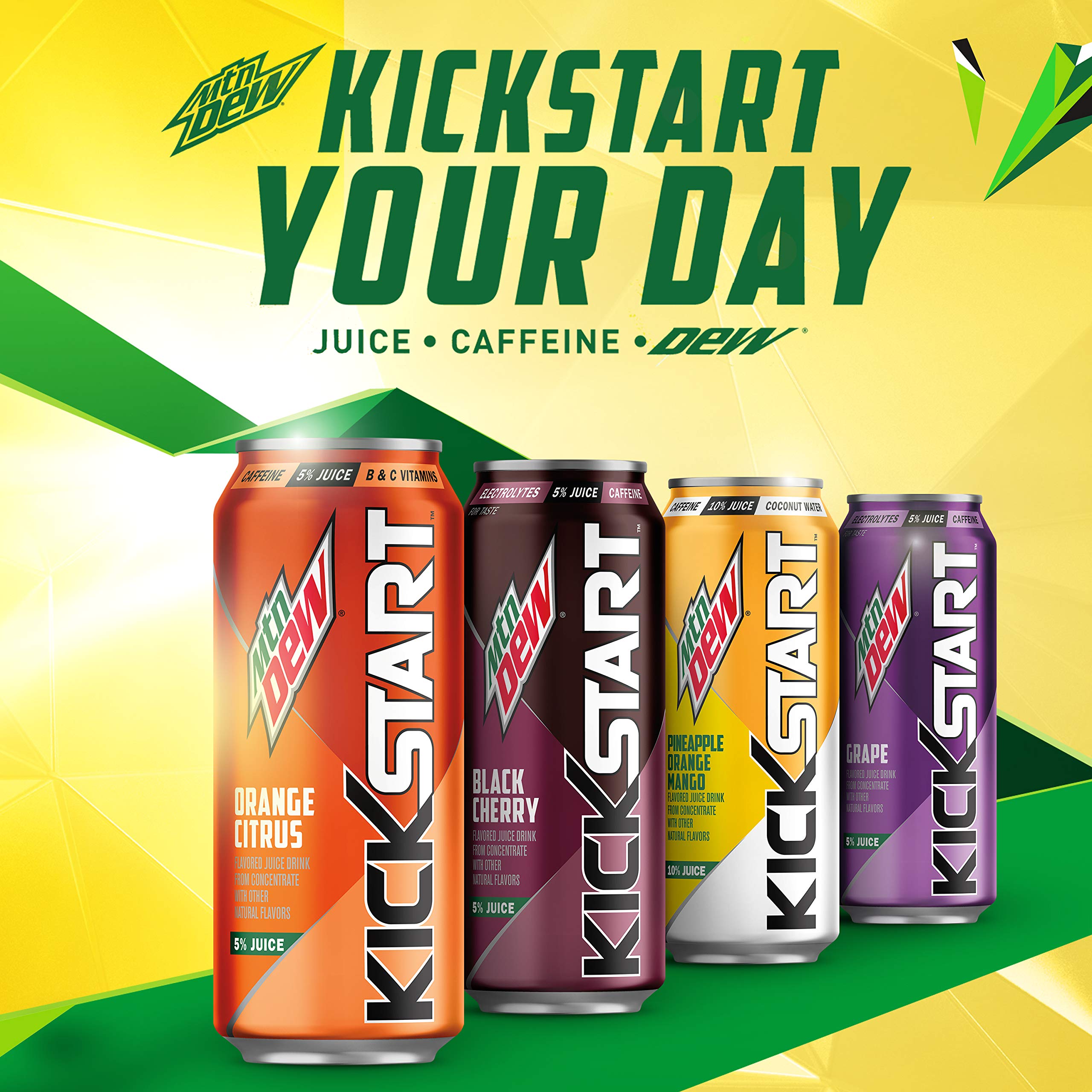 Poured Mountain Dew Kickstart black cherry in a glass showcasing color and carbonation