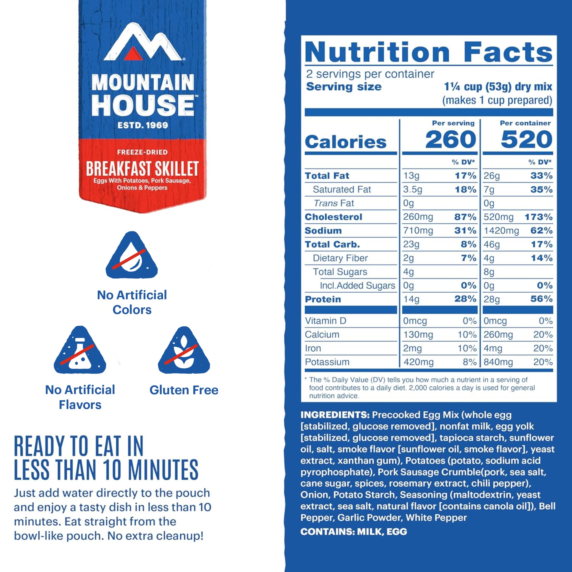 Mountain House close-up of freeze-dried ingredients highlighting quality