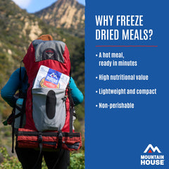 Mountain House rehydrated breakfast in pouch showing quick prep benefit