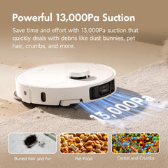 MOVA docking station illustrating hot-water mop wash and hot-air dry benefits