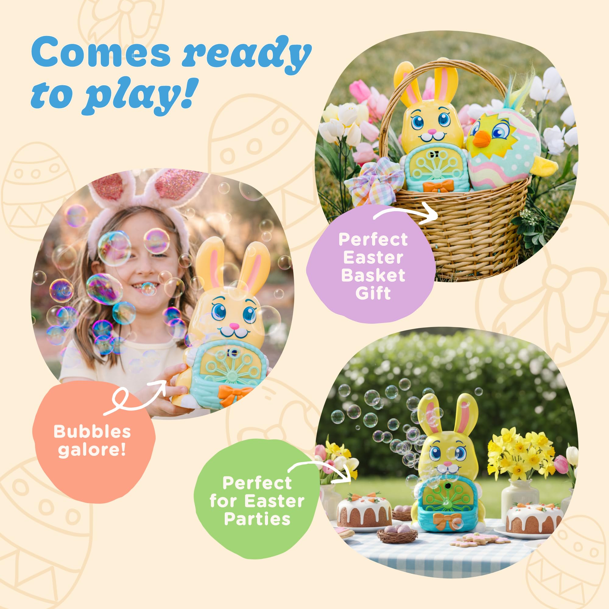 Move2Play glowing bubbles at dusk creating festive atmosphere for Easter and parties