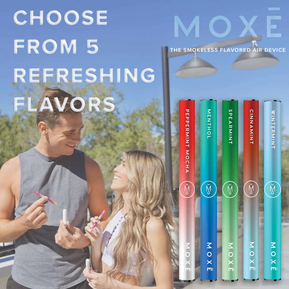 MOXE inhaler in use by commuter offering discreet, non-smoking relief benefit