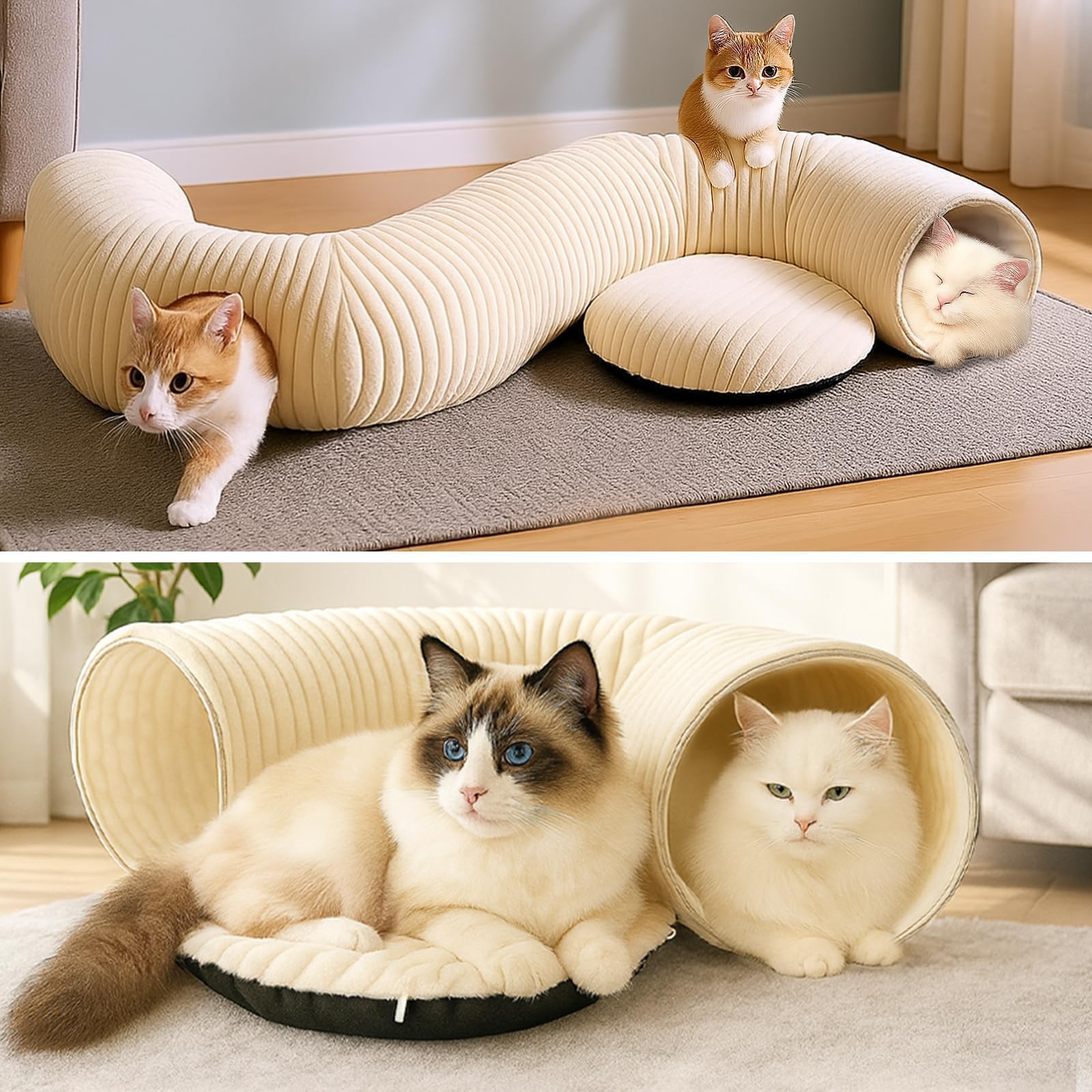 MOYMO in living room styled as decor and cat relaxation spot