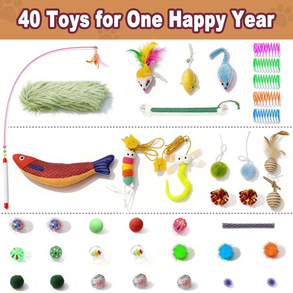 MOYMO all 40 included toys laid out for toy variety and rotation benefit