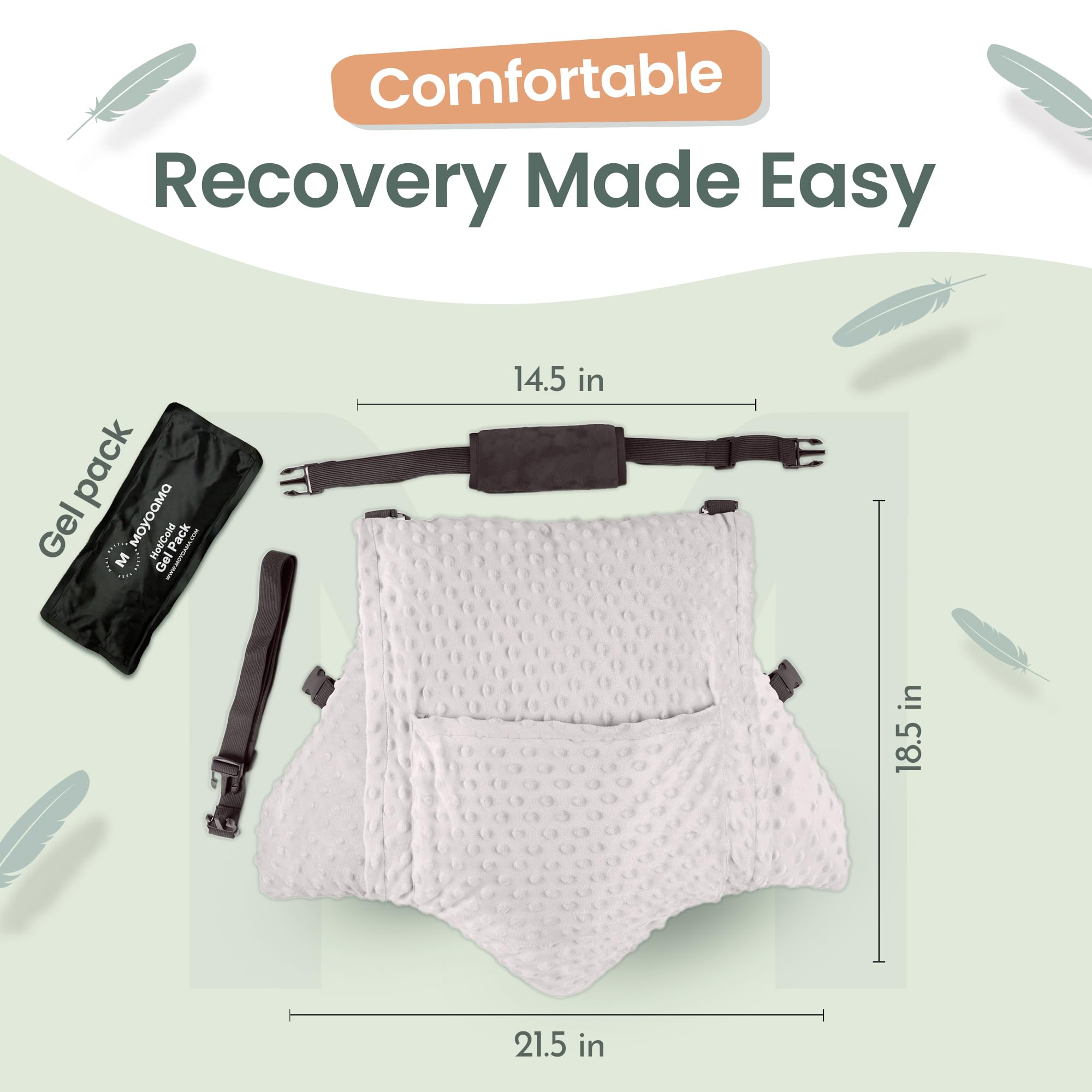 MOYOAMA pillow on a bed in lifestyle scene promoting restful recovery