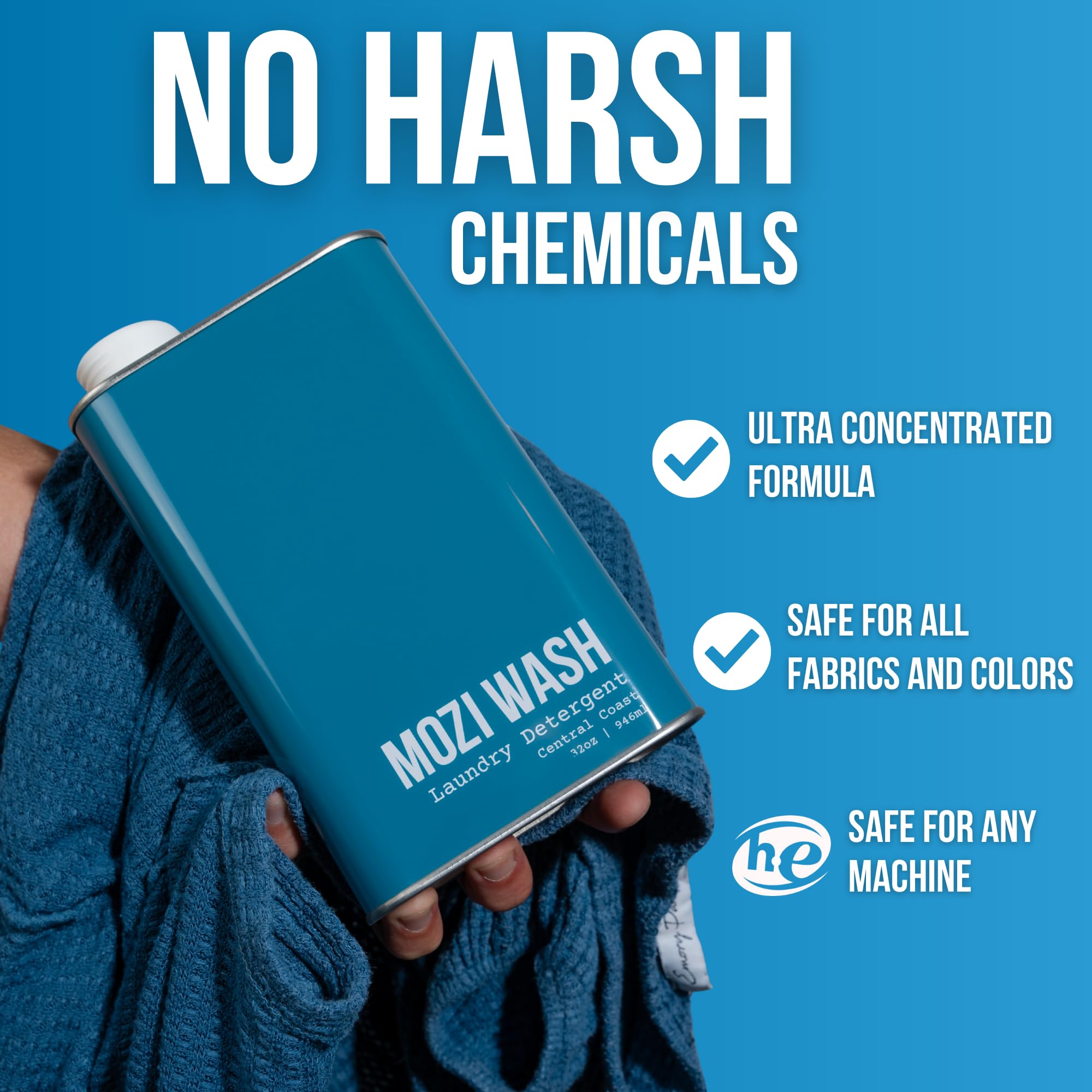 Mozi Wash on fresh linens in bedroom conveying lasting cologne-like fragrance