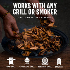 Mr. Bar-B-Q hickory chips closeup displaying rich color and classic BBQ depth