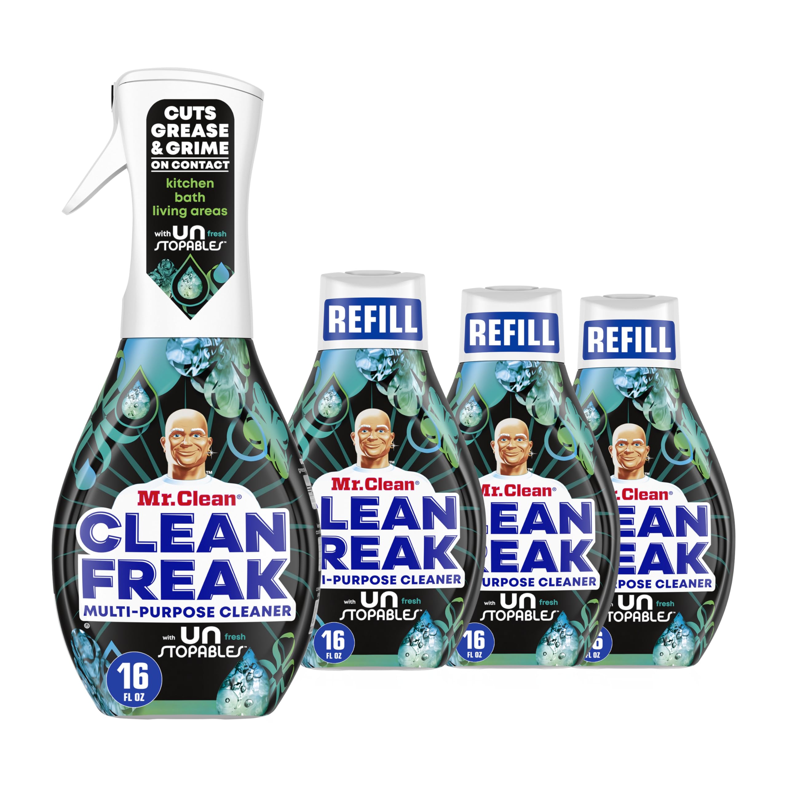 Mr. Clean Clean Freak front packaging with clear product details and benefit