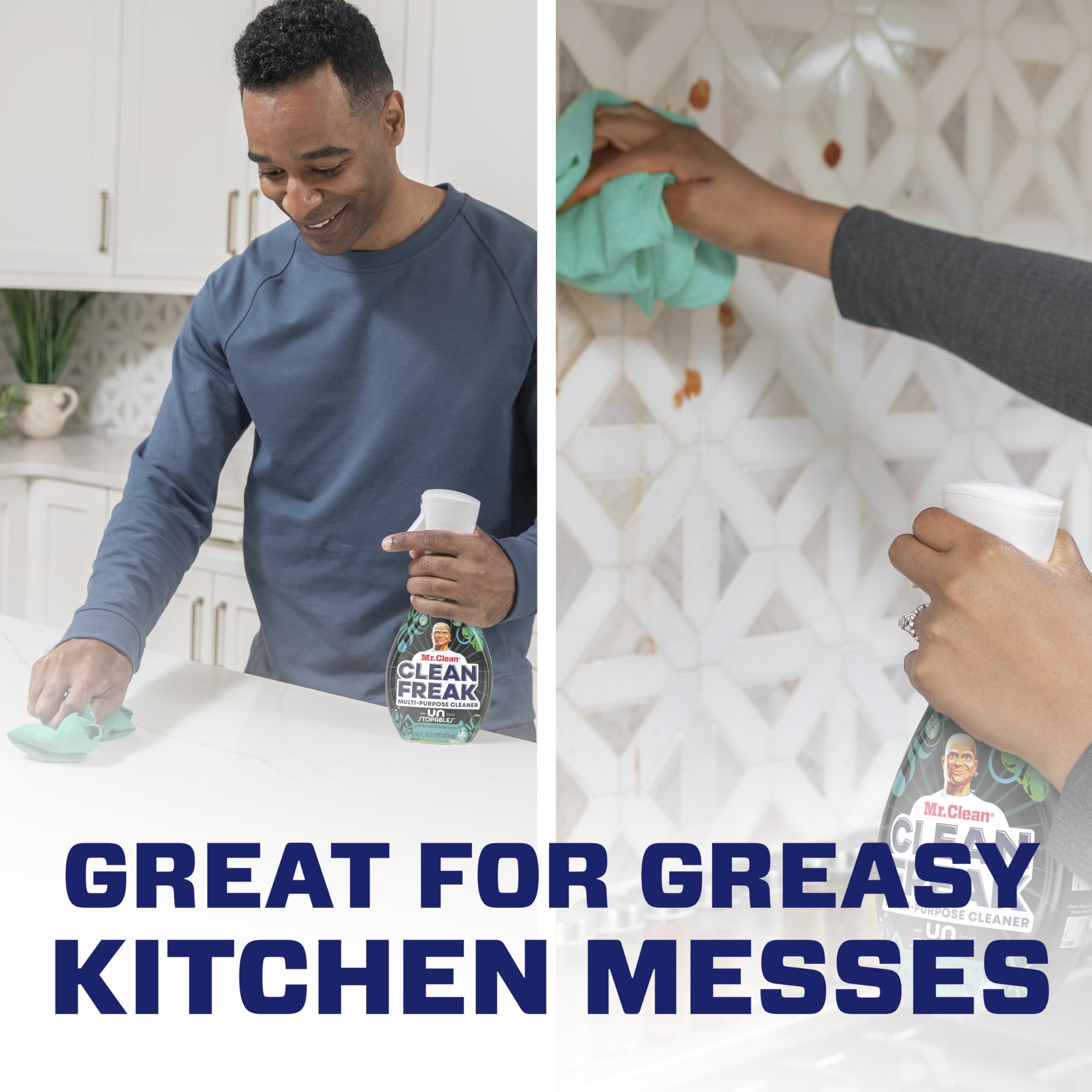 Mr. Clean three refill bottles grouped to show extended supply benefit