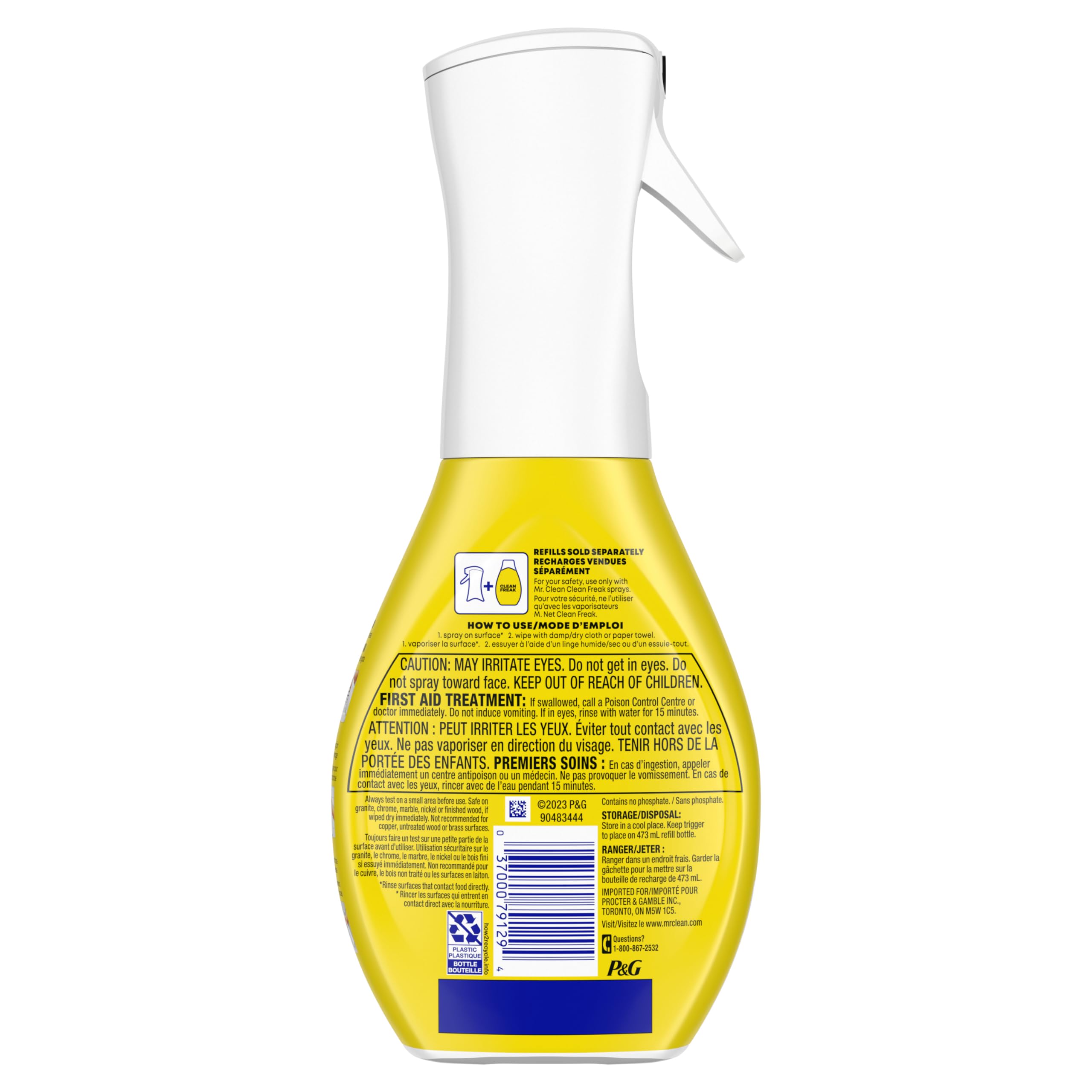 Mr. Clean label close-up showing product details and usage information clearly