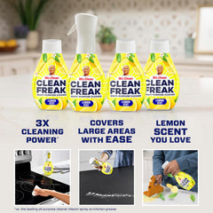 Mr. Clean refill bottles lined up to show long-lasting supply and convenience