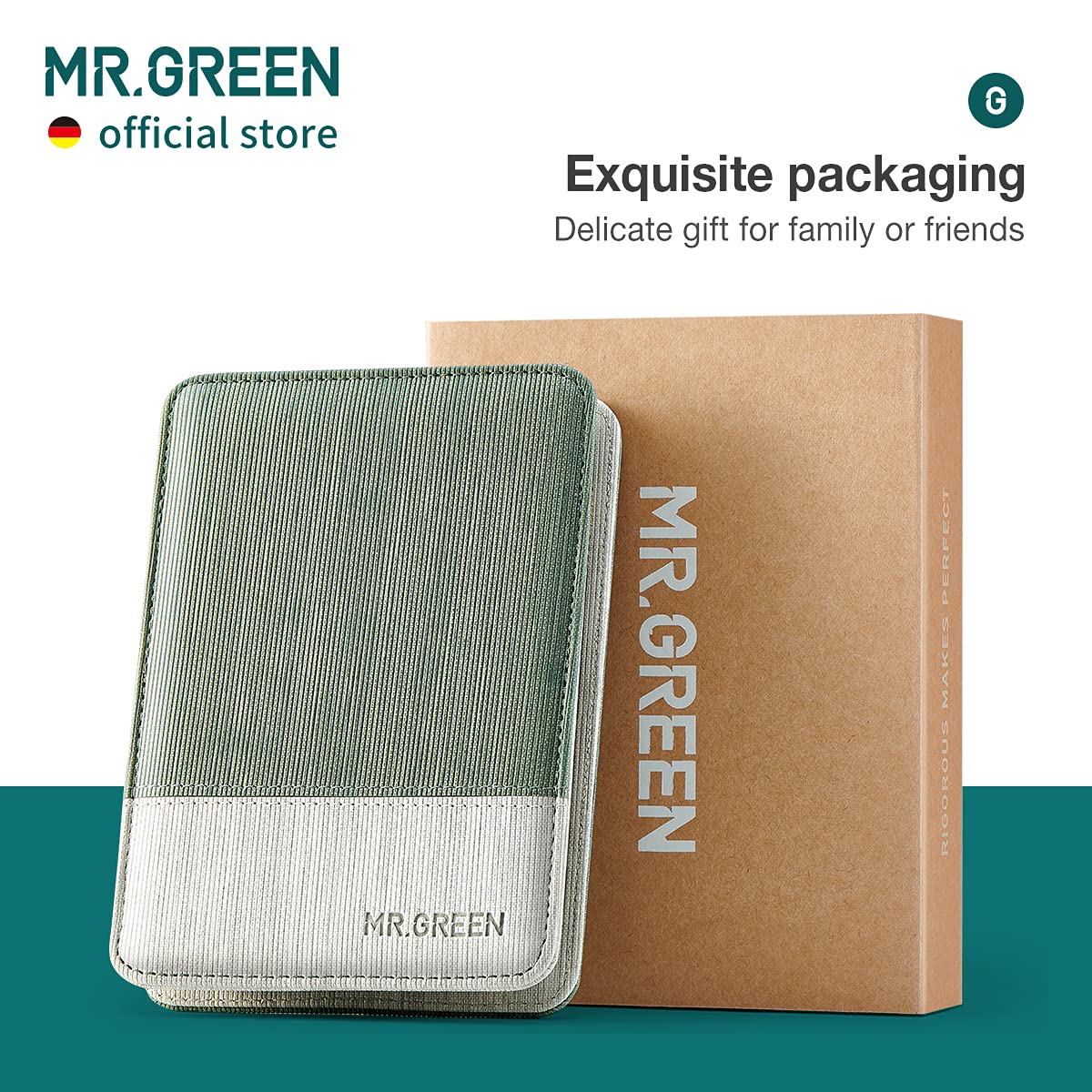MR.GREEN kit in a travel bag demonstrating portability and on-the-go grooming convenience