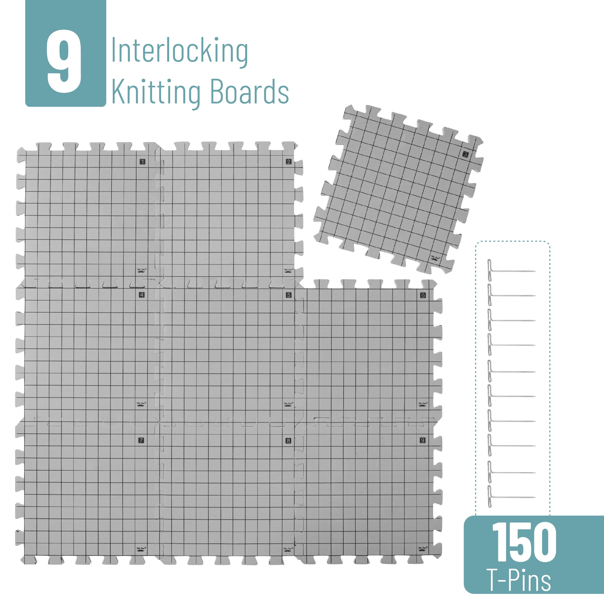 Mr. Pen close-up of 1-inch grid on mat for precise measurements and even pin placement