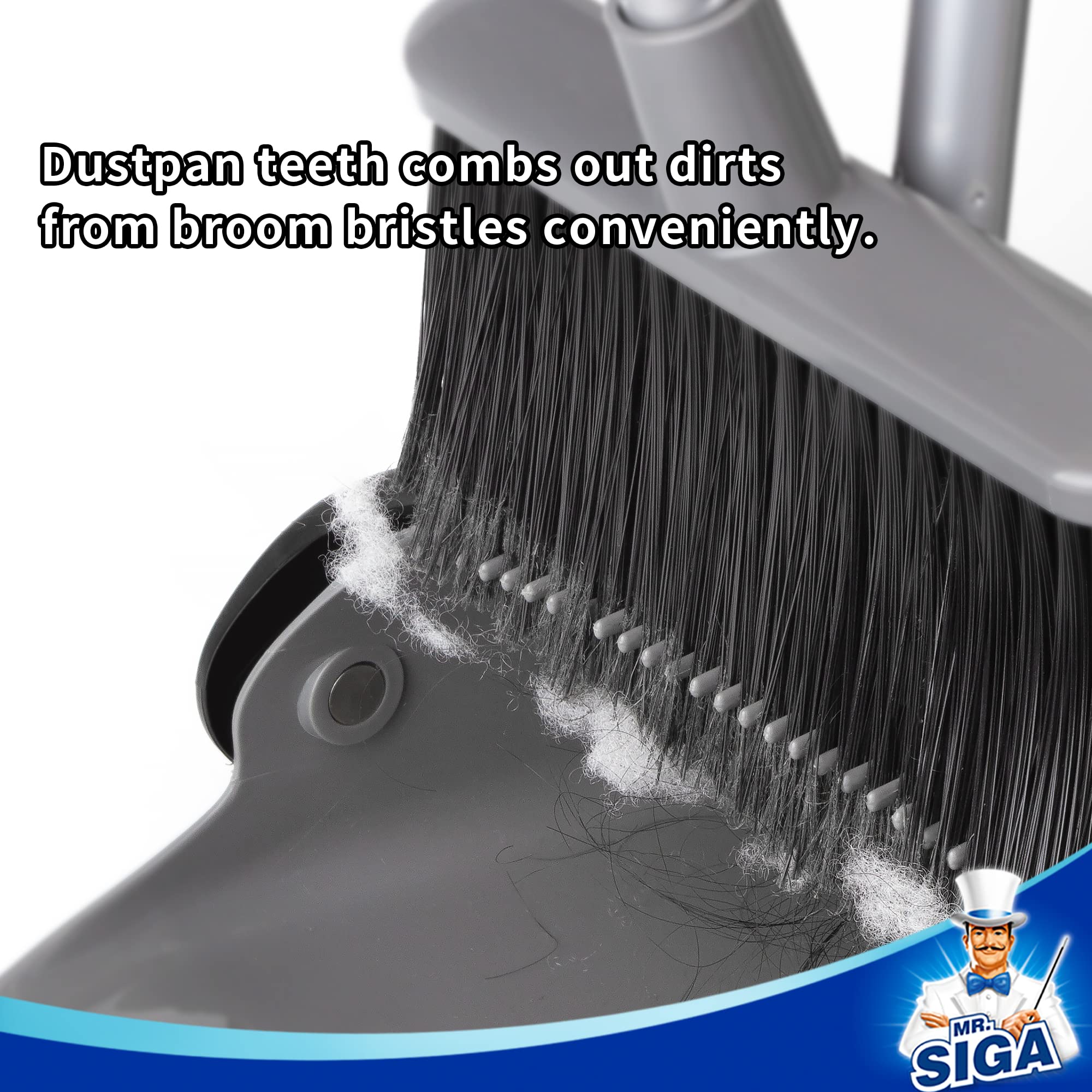 MR.SIGA foam-wrapped handle grip for comfortable sweeping and reduced hand fatigue