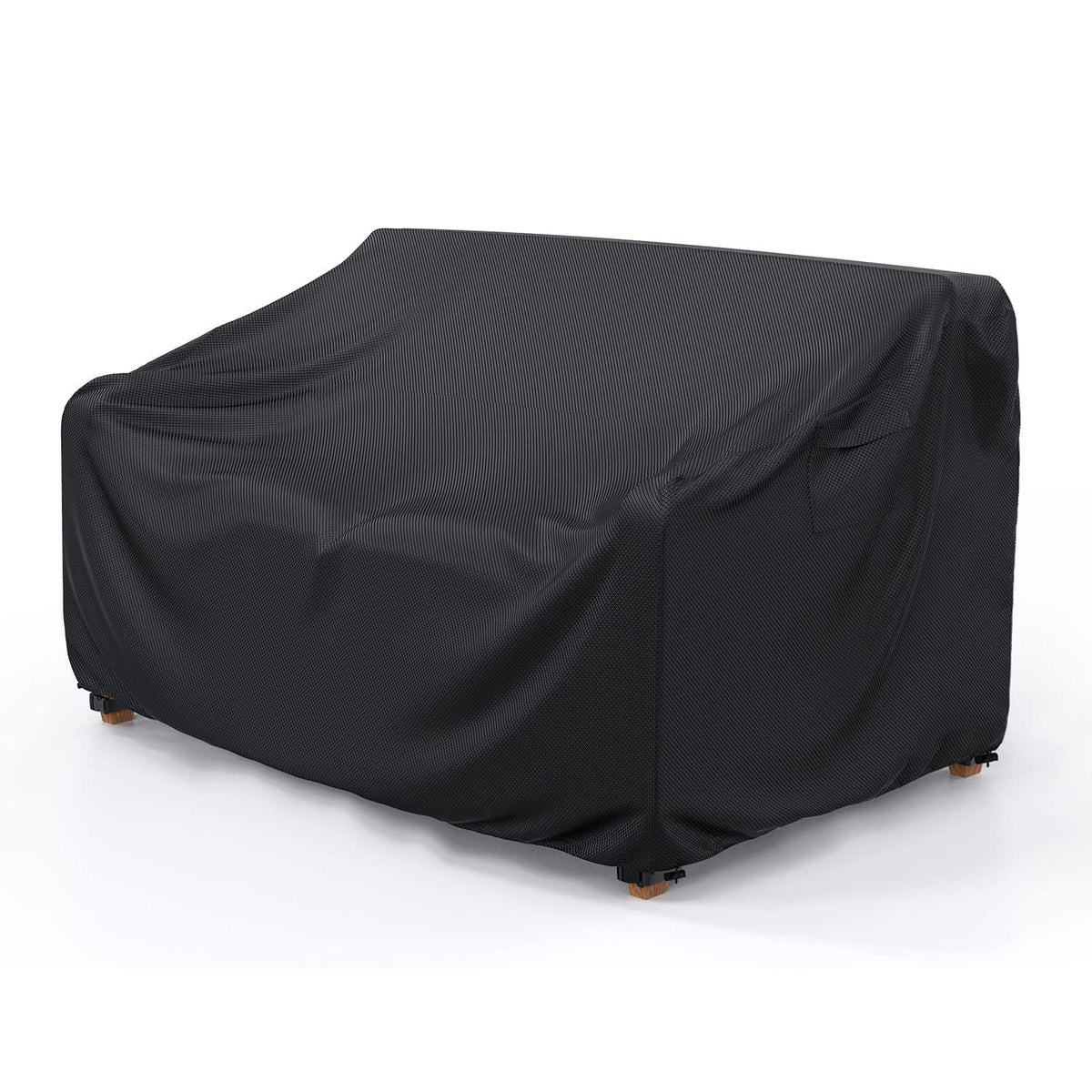 Mrrihand front view of cover on two-seater sofa showing full protection