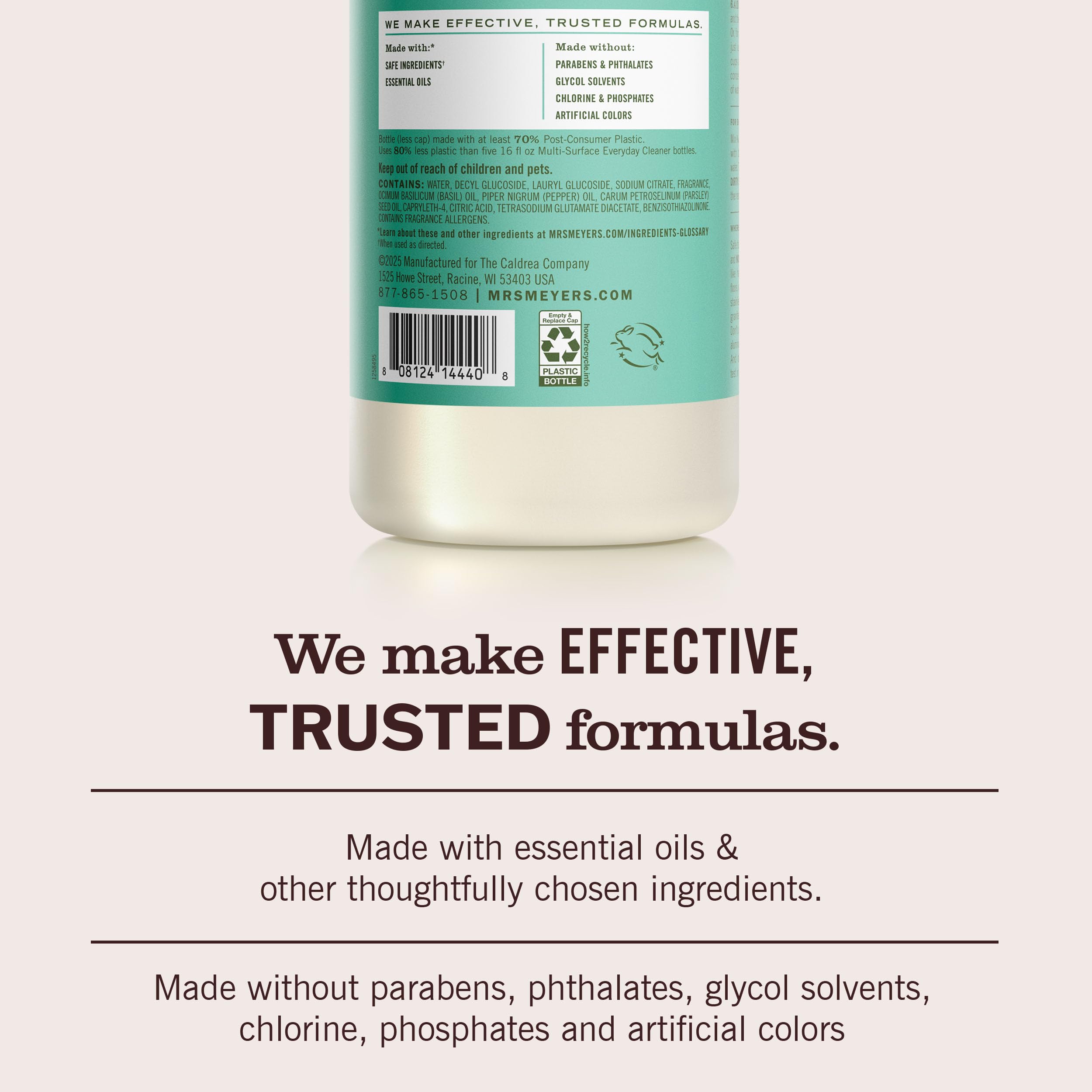 Mrs. MEYER'S concentrate used on a kitchen counter delivering fast, streak-free cleaning