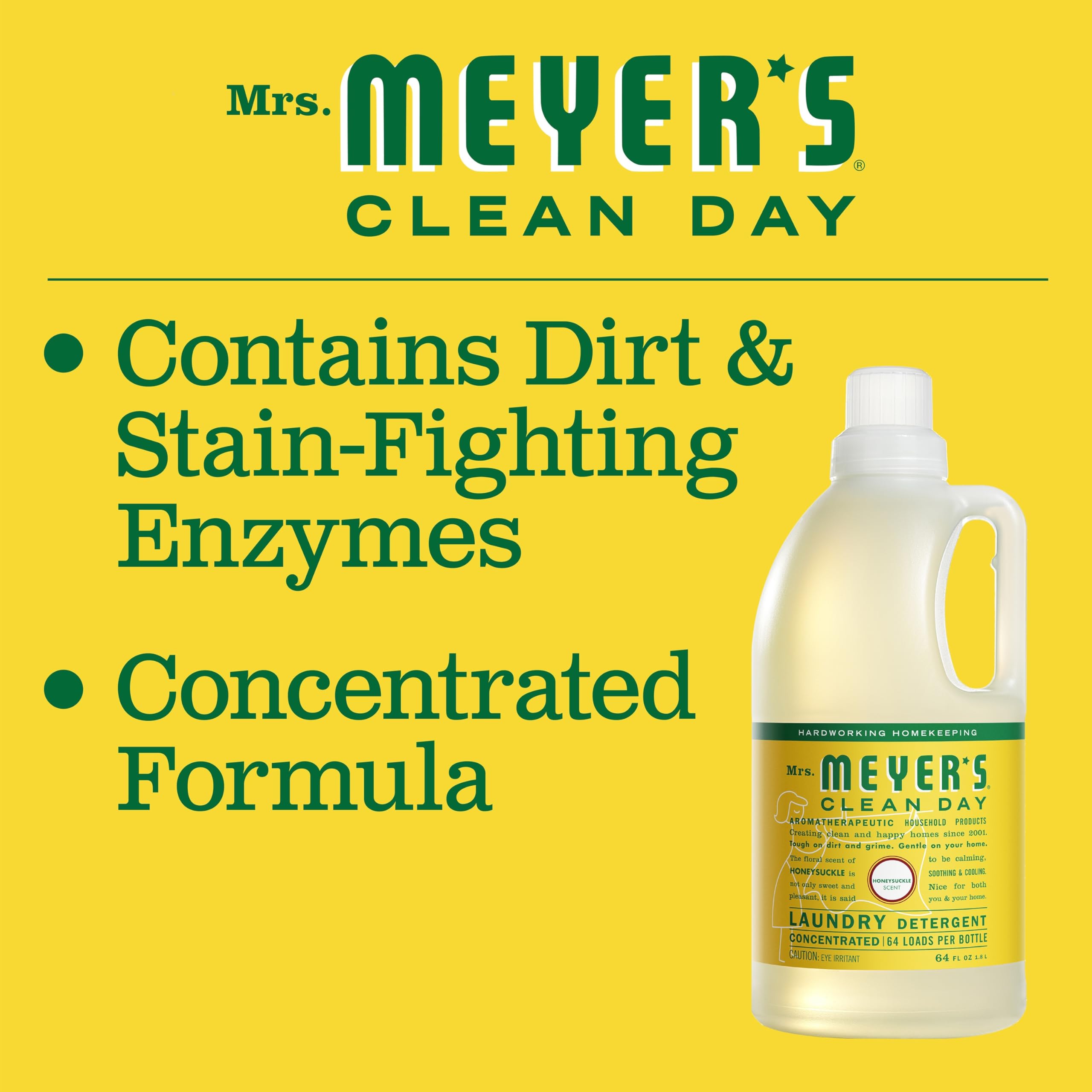 Mrs. MEYER'S detergent in washer cleaning clothes for consistent stain removal