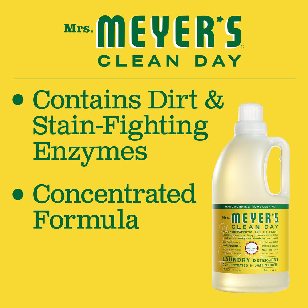 Mrs. MEYER'S detergent in washer cleaning clothes for consistent stain removal