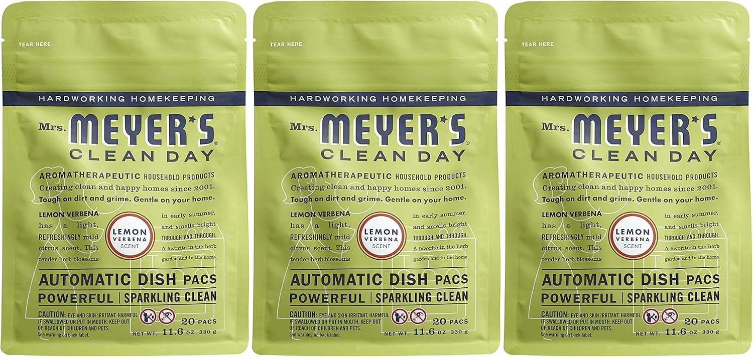 Mrs. MEYER'S front packaging showing Lemon Verbena pods and count for clear purchase choice