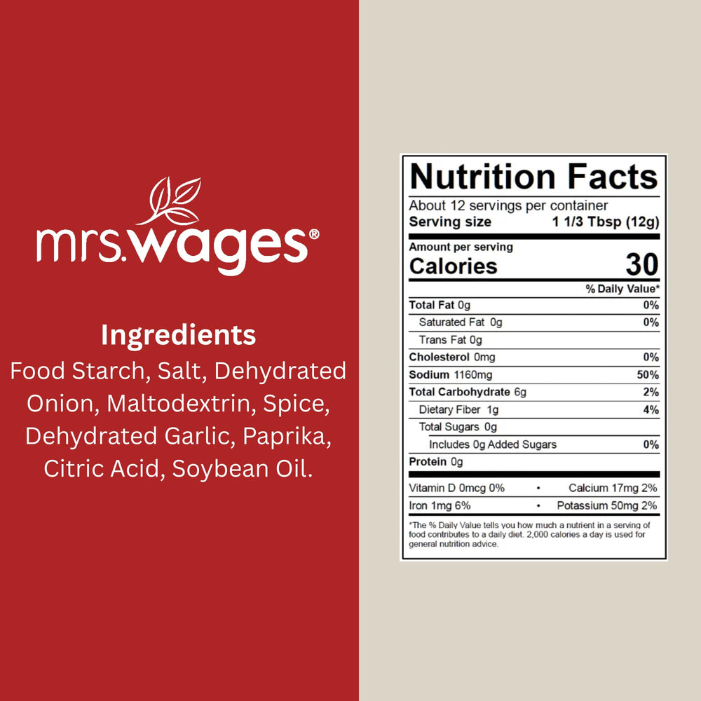 Mrs. Wages opened packet with dry mix displayed for easy seasoning preparation