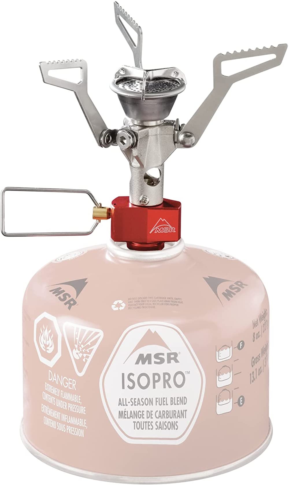 MSR PocketRocket front view showing compact burner and supports for reliable heat