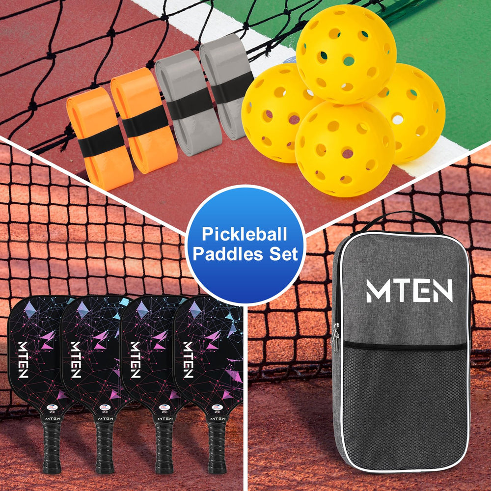MTEN outdoor pickleballs with paddles showing durable play kit