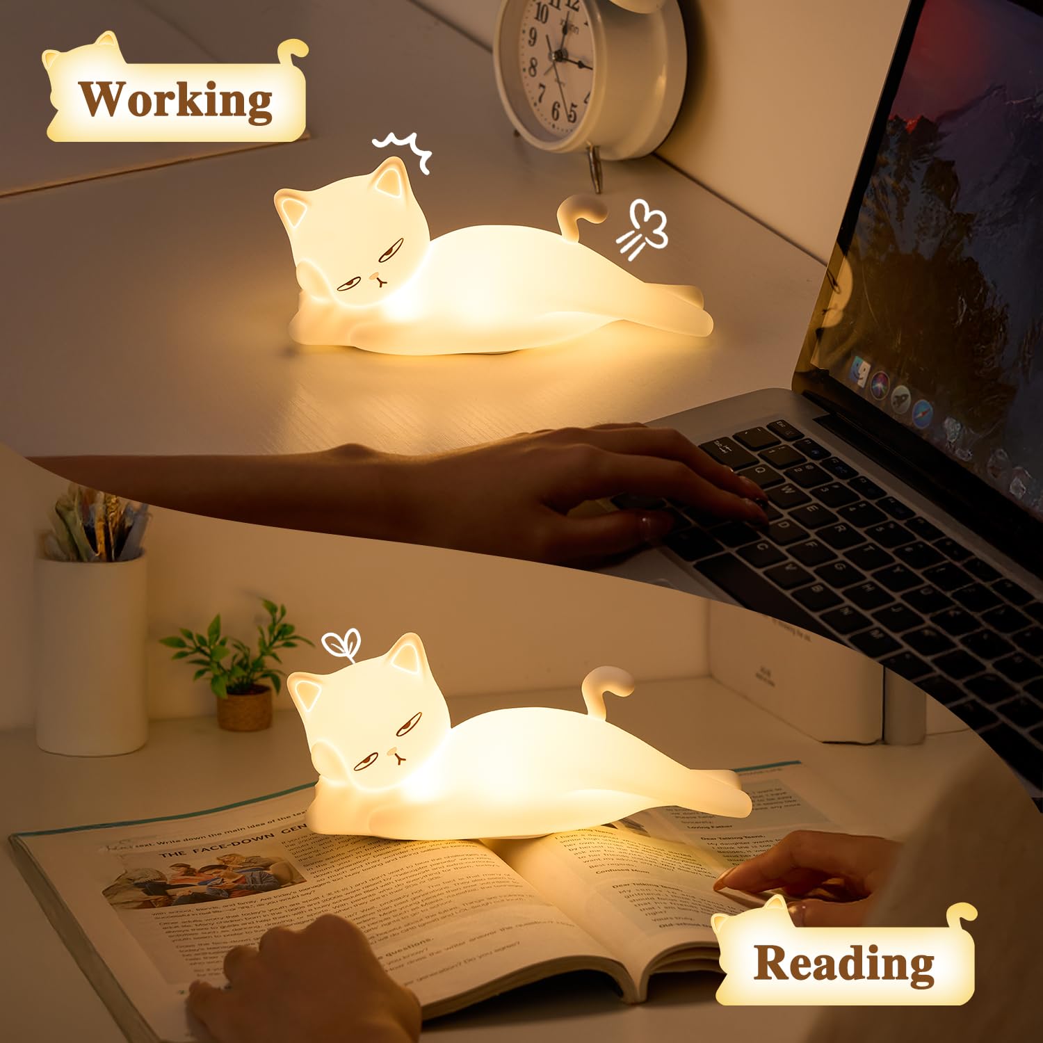 Mubarek lamp on bedside table providing gentle night light for restful evenings