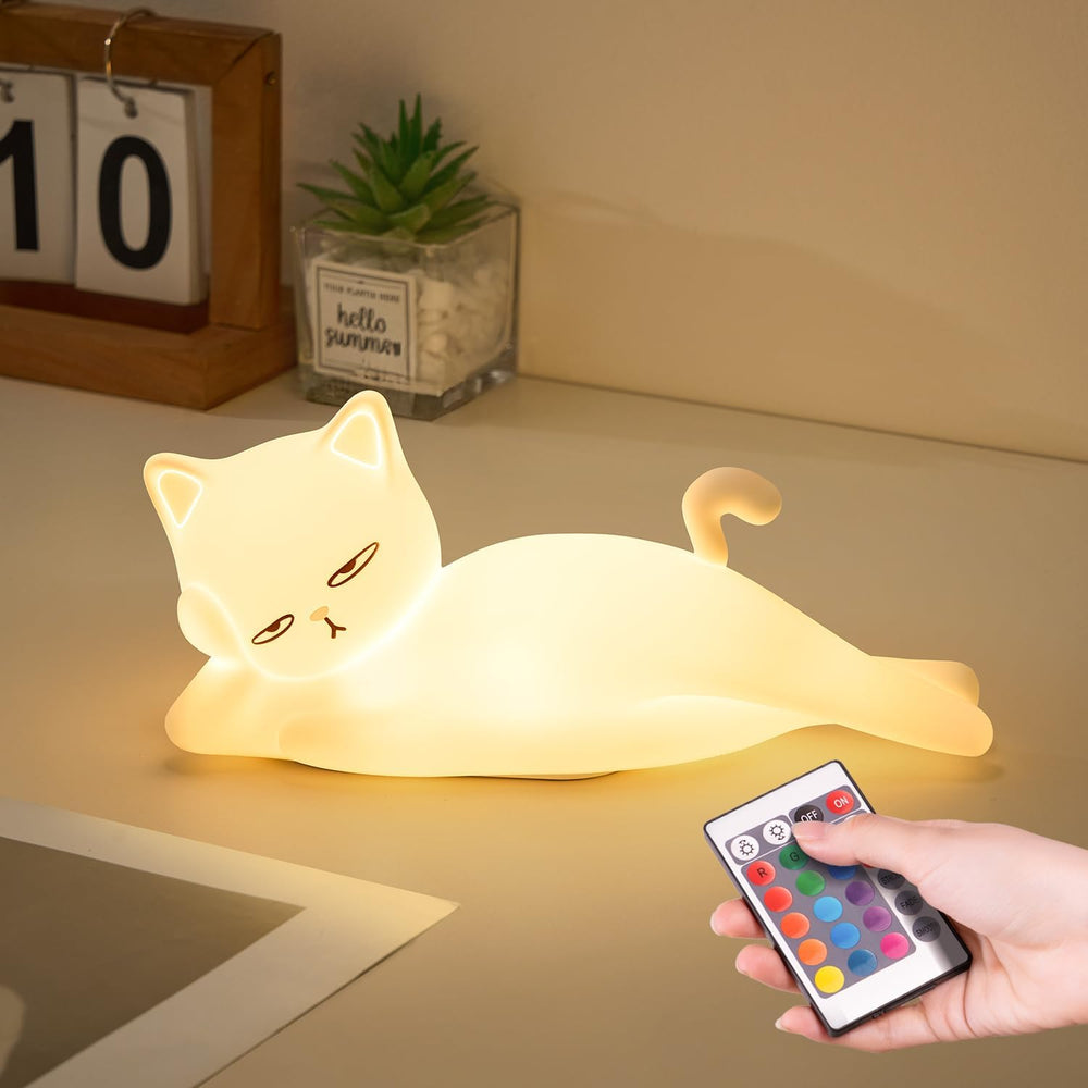 Mubarek front view of lying cat lamp showing shape and friendly face for charming decor
