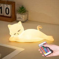Mubarek front view of lying cat lamp showing shape and friendly face for charming decor