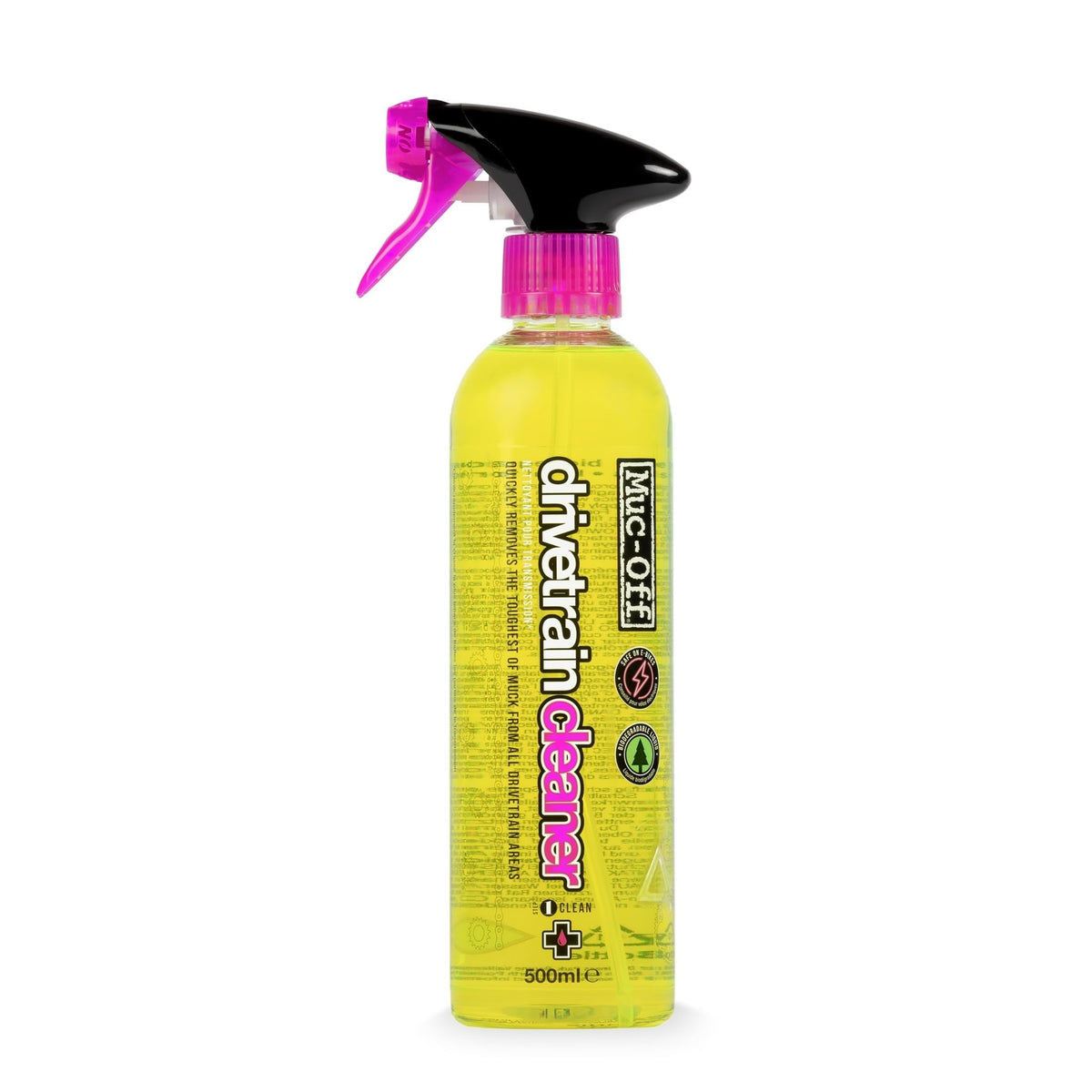 Muc-Off front bottle showing 500ml size and clear labeling, easy identification benefit