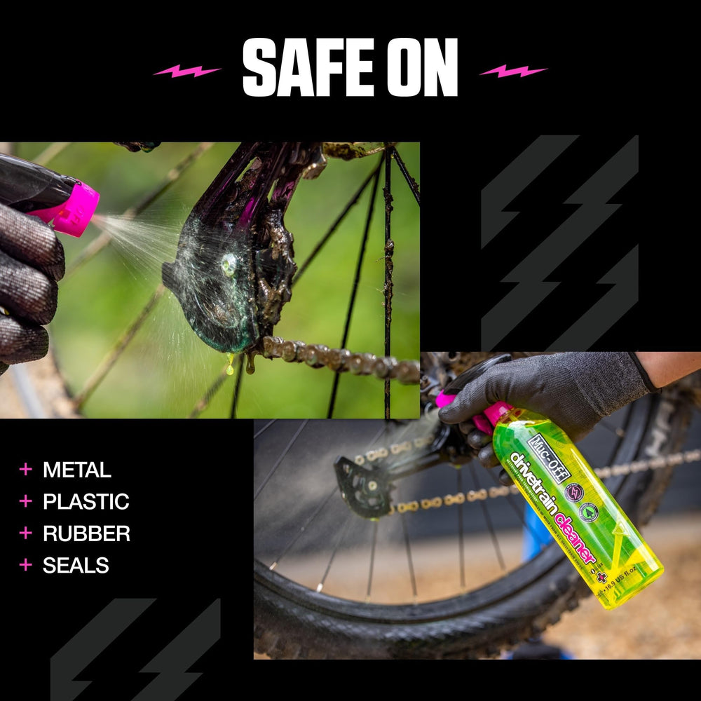 Muc-Off being used in a chain cleaner device for deep drivetrain cleaning benefit