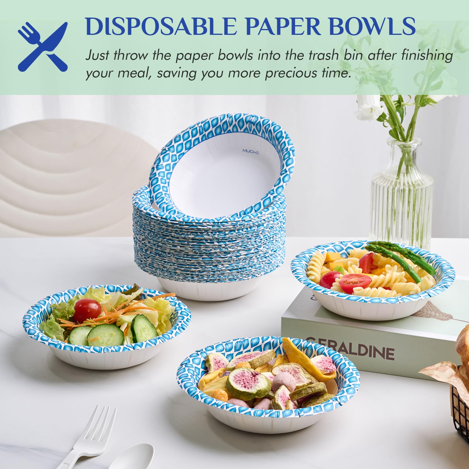 MUCHII bowl with ice cream in use highlighting easy disposable cleanup