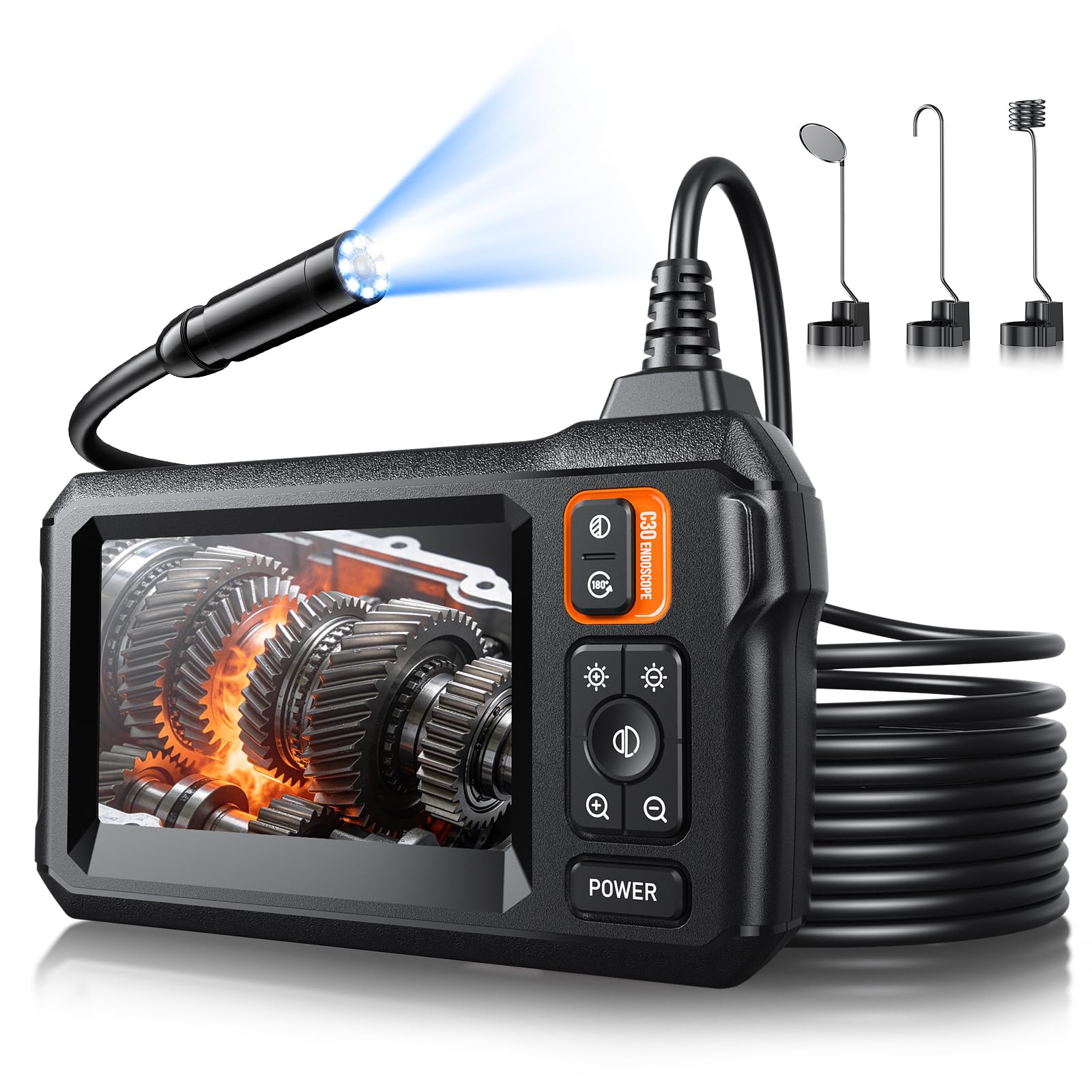 MugEasy front display showing 1920P live view and ergonomic controls for fast inspection