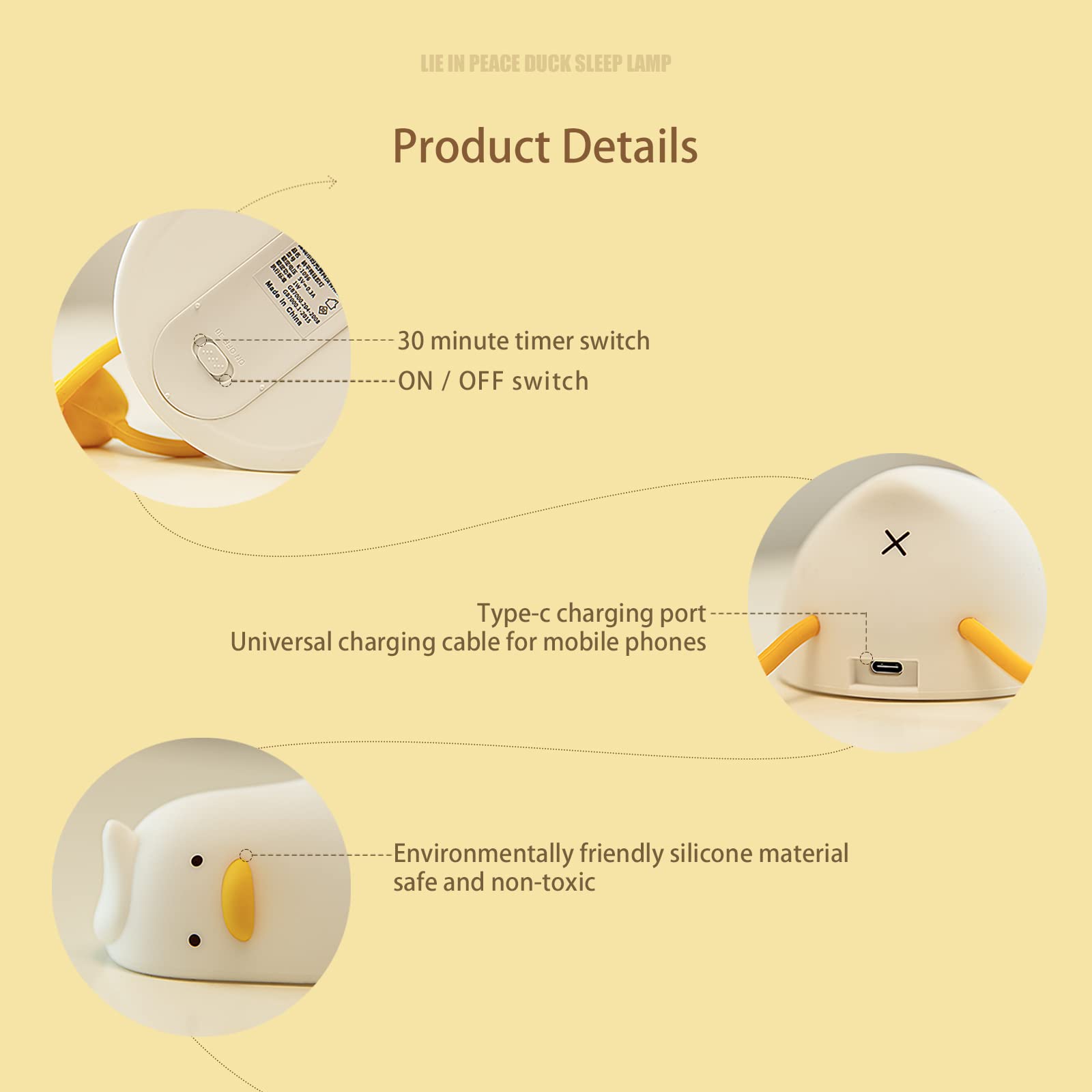 MUID Benson Duck next to a hand for scale showing small footprint ideal for nightstands