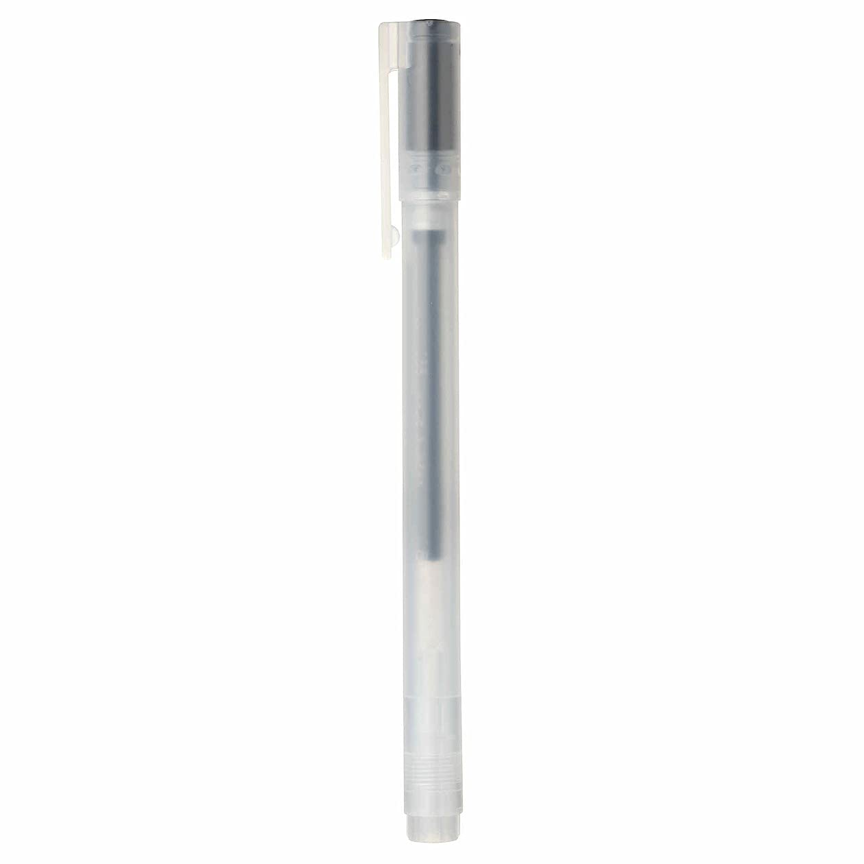 MUJI close-up of 0.38mm nib and crisp black line demonstrating precise writing control