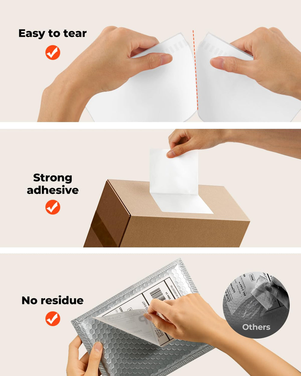 MUNBYN label perforation and alignment hole for easy peeling and accurate placement