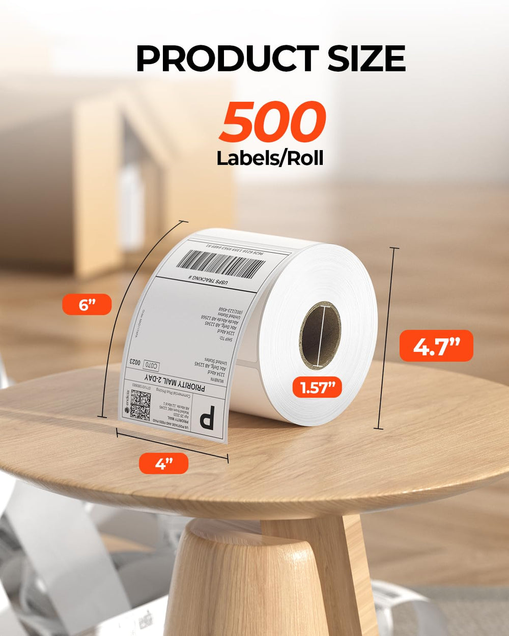 MUNBYN close-up of thermal paper texture highlighting crisp printability