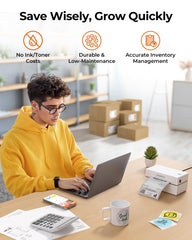 MUNBYN mobile app paired to printer, enabling wireless printing and easy label design