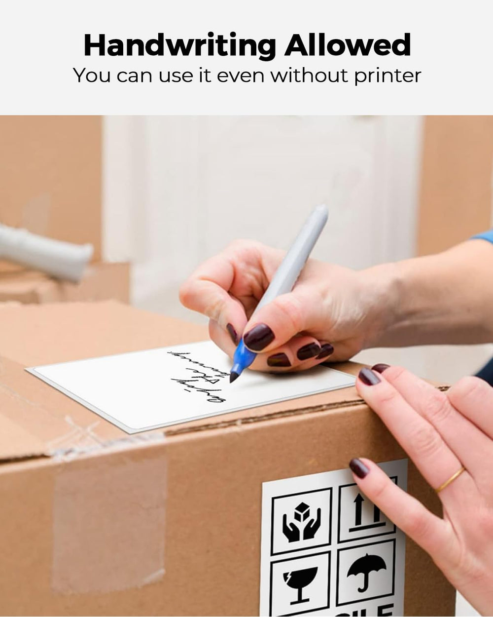 MUNBYN printed barcode and address demonstrating clear, scannable output