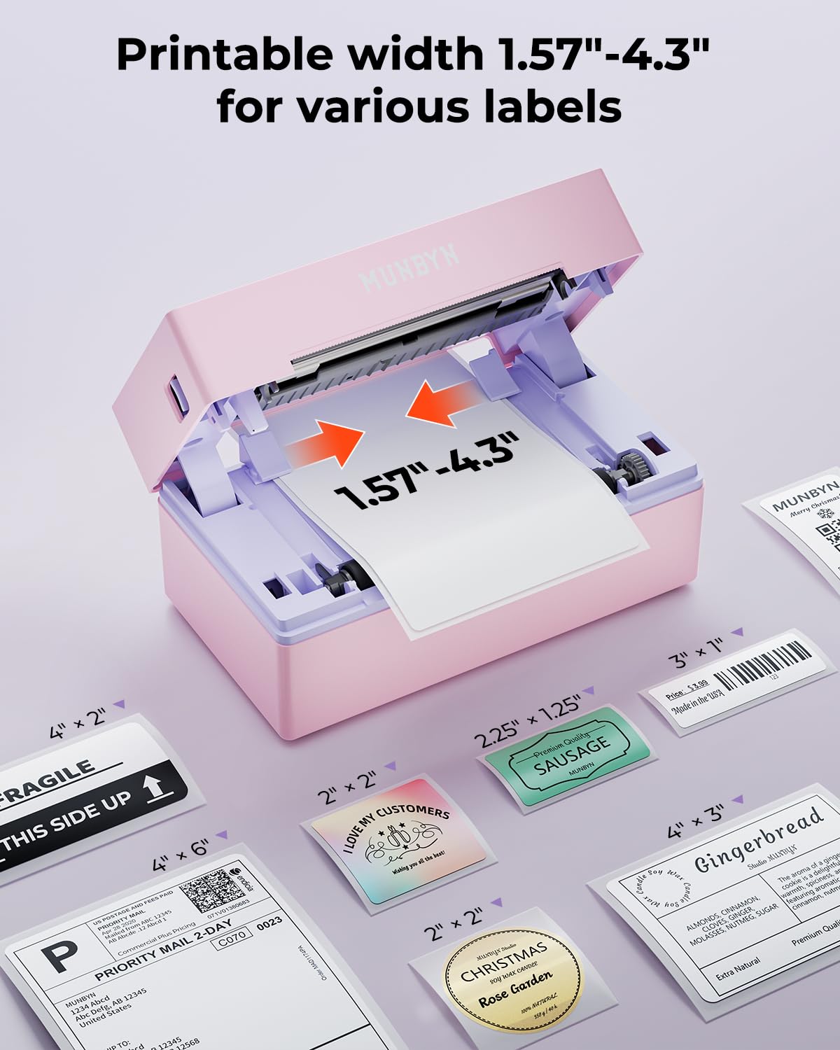 MUNBYN printing a 4x6 shipping label with crisp barcode for reliable scanning