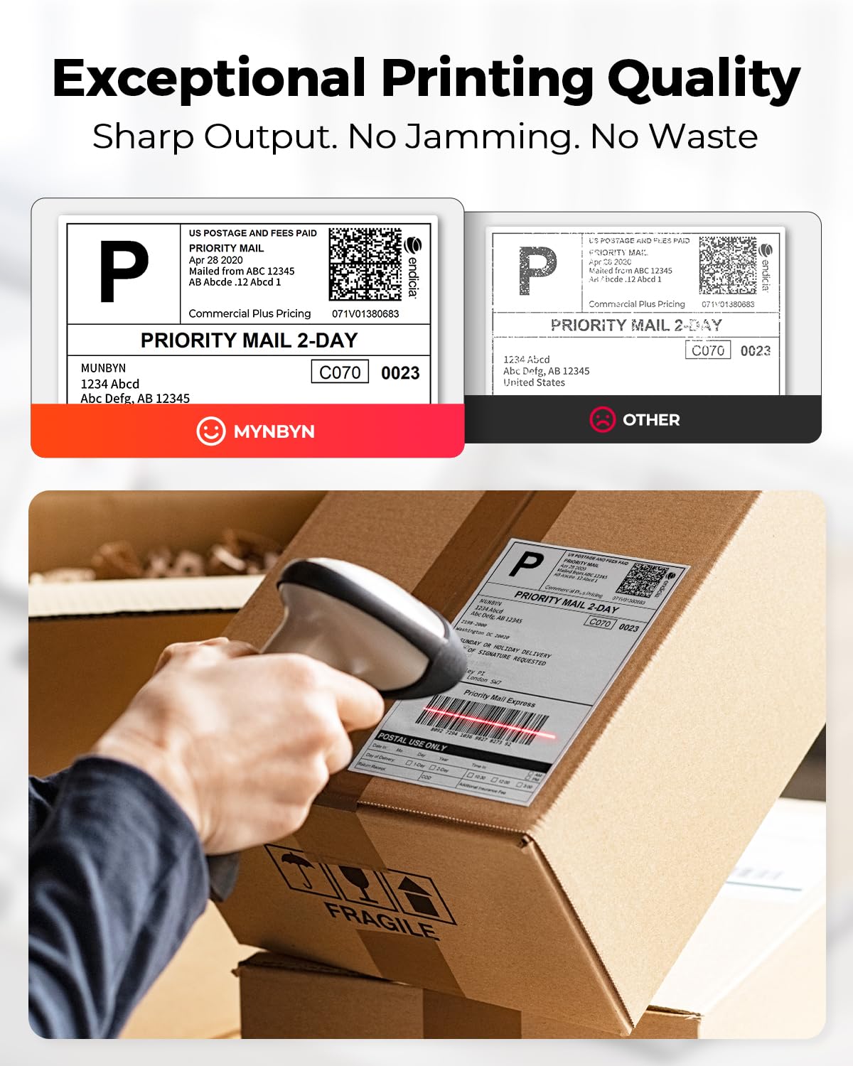 MUNBYN label roll loaded in a direct thermal printer for fast printing